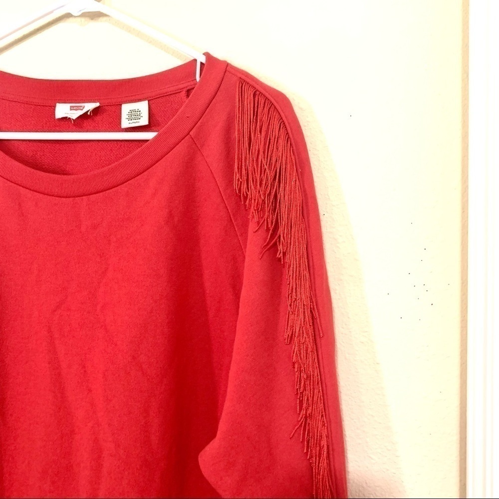Levi's® Reese Frayed Sweatshirt red women’s size XL - Picture 4 of 9